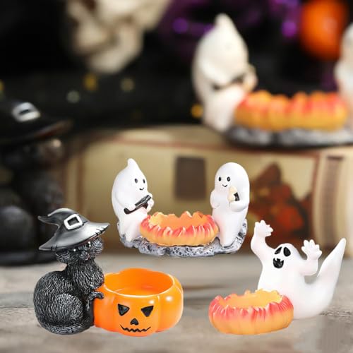 LQQDREX Ghost Campfire Gathering, Ghost Lagerfeuer Kerzenhalter, Halloween Geist Kerzenhalter, Halloween Geist Skulptur Statue Gruselige Geist Gruselige Kerzenhalter für Halloween Dekorationen von LQQDREX