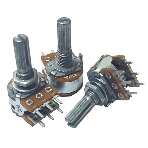 Drehpotentiometer, 1pc RK163 A100KX2 Audio Dual-unit Drehpotentiometer 100K Ohm 6Pins 20mm Blumen Welle von LQRCTRY