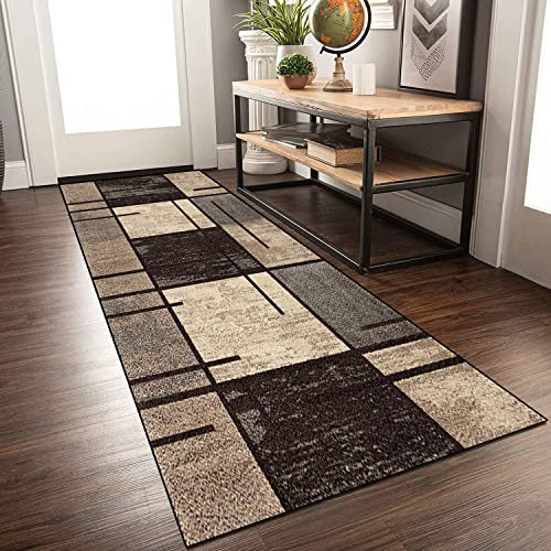 LQRCTRY Innenteppich, Rutschfester Läuferteppich mit 3D-Design for Flur, Innen- und Außenbereich(Brown1,140X250CM) von LQRCTRY