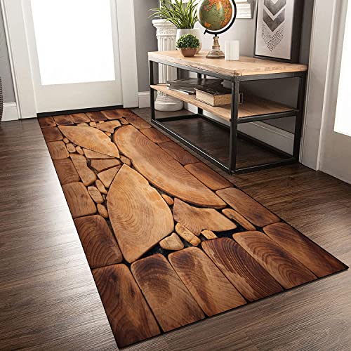 LQRCTRY Innenteppich, Rutschfester Läuferteppich mit 3D-Design for Flur, Innen- und Außenbereich(Brown2,120X600CM) von LQRCTRY