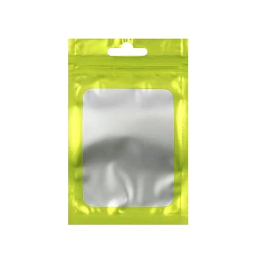 LQRCTRY Plastik-Reißverschlussbeutel, 100 Stück Zip-Lock Bunte Aluminiumfolienbeutel mit Aufhängeloch Mattes, durchsichtiges Fenster(Green,12X20CM-OTHER) von LQRCTRY