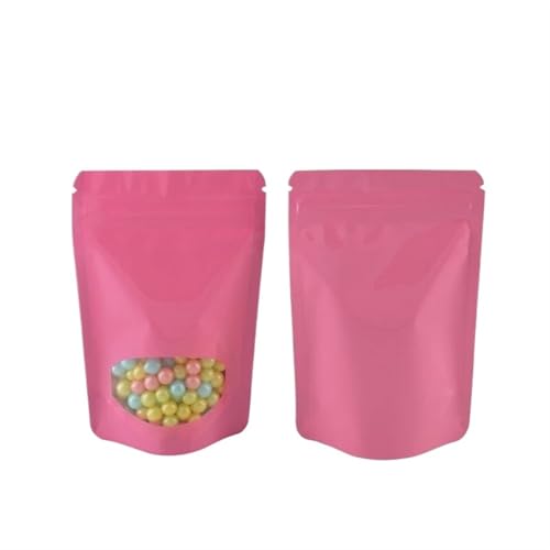 LQRCTRY Plastik-Reißverschlussbeutel, 100pc Lebensmittel Verpackung Taschen Self Sealing Zipper Stand up Taschen Fenster Zip-Lock(Pink,8.5x13cm) von LQRCTRY