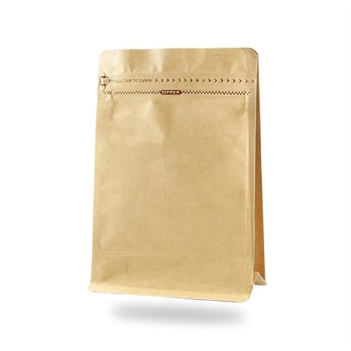 LQRCTRY Plastik-Reißverschlussbeutel, 25 Stück Dicke Mylar-Verpackungsbeutel for Kaffeebohnen mit flachem Boden und Ventil(Kraft,500g (1 lb)) von LQRCTRY