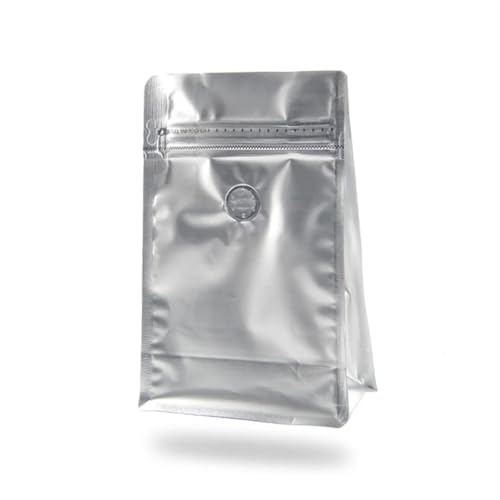 LQRCTRY Plastik-Reißverschlussbeutel, 25 Stück Dicke Mylar-Verpackungsbeutel for Kaffeebohnen mit flachem Boden und Ventil(Silver,125g (0.25lb)) von LQRCTRY