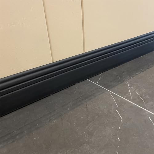 Selbstklebende Fußleiste, Fußleistenleiste for Abziehen und Aufkleben, 2 m Länge, 9,5 cm Breite, mehrfarbig(Black) von LQRCTRY