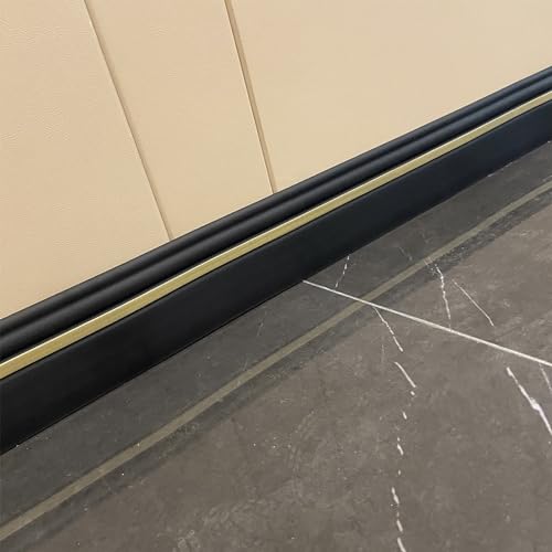 Selbstklebende Fußleiste, Fußleistenleiste for Abziehen und Aufkleben, 2 m Länge, 9,5 cm Breite, mehrfarbig(Black Gold) von LQRCTRY
