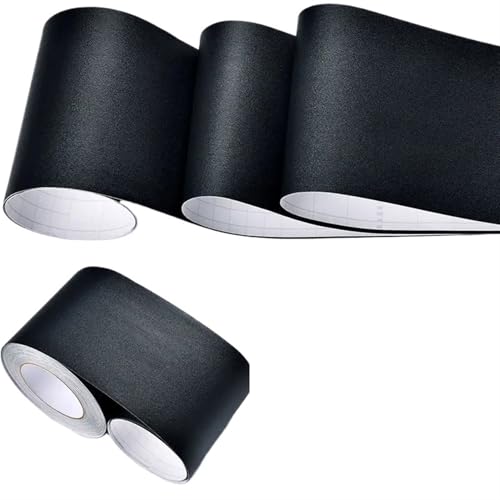 Selbstklebende Fußleiste, Selbstklebende Sockelleiste aus PVC, mehrfarbig, 8/10/12 cm x 5 m(Matte Black-yg1001,8cm X 5m) von LQRCTRY