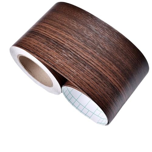 Selbstklebende Fußleiste, Selbstklebende Sockelleiste aus PVC, mehrfarbig, 8/10/12 cm x 5 m(Wood Grain-htm-1005,12cm X 5m) von LQRCTRY