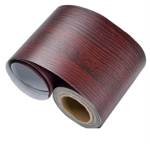 Selbstklebende Fußleiste, Selbstklebende Sockelleiste aus PVC, mehrfarbig, 8/10/12 cm x 5 m(Wood Grain-hxm-1006,8cm X 5m) von LQRCTRY