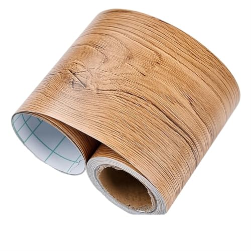Selbstklebende Fußleiste, Selbstklebende Sockelleiste aus PVC, mehrfarbig, 8/10/12 cm x 5 m(Wood Grain-jsm-1012,8cm X 5m) von LQRCTRY