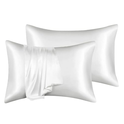 2er Set Beige Satin Kissenbezug, 40x80cm Satin Kopfkissenbezug Weich ähnlich wie Seidenkissenbezug, Pillowcase Kissen für Haar und Haut, Beige von LQSCJS