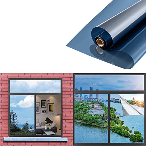 LQSSA Einwegfolie Für Glasfenster Wärmereduzierende Folie Blau Reflektierende Sichtschutz Spiegel Fensterfolie/Blue/100 * 120Cm (39.3In*3.9Ft) von LQSSA