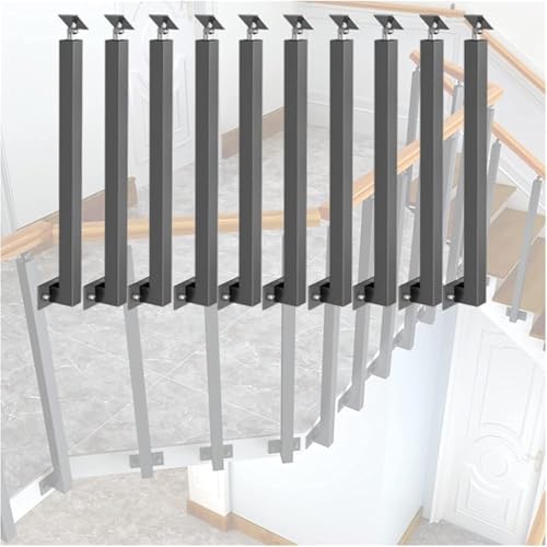 LQSYBHD Treppengeländer für Innenräume, Terrassen und Veranden 4,8,10er-Pack Metallspindeln Zur Seitlichen Montage Quadratische Treppengeländerpfosten mit Schraubensatz(Size:2.78ft/85cm,Color:10 Pack) von LQSYBHD