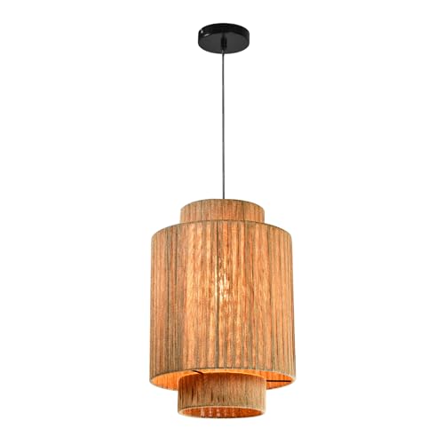 LQWELL® E27 Hängelampe Deckenleuchte Deckenleuchter, Retro Deckenlampe Hängeleuchte 1 Flammig, Linen Beige Kronleuchter für Wohnzimmer Schlafzimmer Esszimmer Bar Hotel Geschäft Studio Cafés von LQWELL