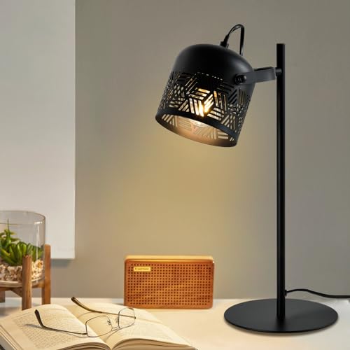 LQWELL® LED Tischlampe, Retro Palaststil Tischleuchte, E27 Nachttischlampe, Metall Schreibtischlampe Esstischlampe für Schlafzimmer Esszimmer Bibliothek Museum Studio Büro Bar Geschäft Dekor von LQWELL