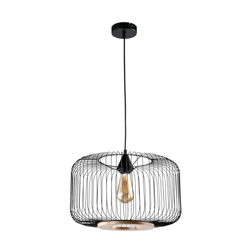 LQWELL® Pendellampe Schwarz, Retro Hängelampe Hängeleuchte E27 Vertigo Lampe Höhenverstellbare Kronleuchter Max 60W für Esszimmer Cafés Studio Bartheke Schlafzimmer Einkaufszentrum Dekor von LQWELL