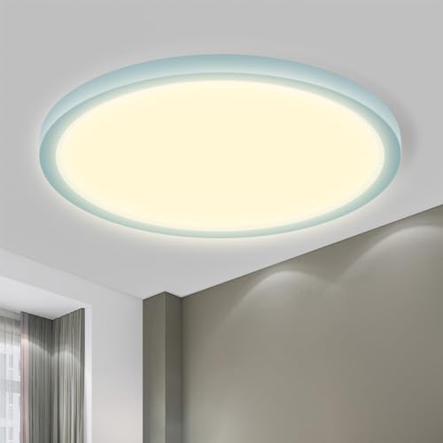 LQWELL® Deckenleuchte LED Deckenlampe, IP44 Wasserfest Badlampe Rund Flach 18W 3000K 1600LM Modern Schlicht Lampe Dünn für Wohnzimmer Badezimmer Schlafzimmer Küche Balkon Keller Büro, 220 * 24mm von LQWELL