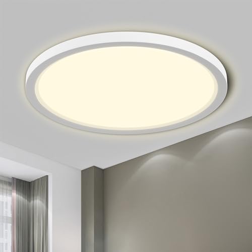 LQWELL® Deckenleuchte LED Deckenlampe, IP44 Wasserfest Badlampe Rund Flach 18W 4000K 1600LM Modern Schlicht Lampe Dünn für Wohnzimmer Badezimmer Schlafzimmer Küche Balkon Keller Büro, 220 * 24mm von LQWELL