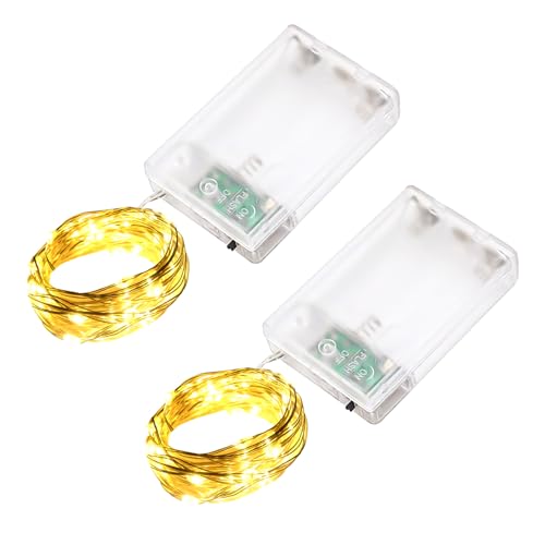 LQWELL 2 Stück LED Lichterkette 3M 30LED, Micro Lichterketten Batteriebetrieben, Mini Wasserdicht Kupferdrahtlampe, Warmweiß, 2 Modi für Xmas Weihnachten Hochzeit Festival Parteien Wohndeko von LQWELL