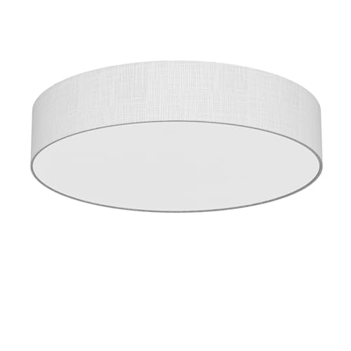 LQWELL Deckenlampe Stoff, Deckenleuchte Rund mit Leinen Lampenschirm, E27 Fassung x 2, max.40W, Ø30cm x H10cm, Grau, für Wohnzimmerlampe Schlafzimmerlampe Deckenbeleuchtung von LQWELL