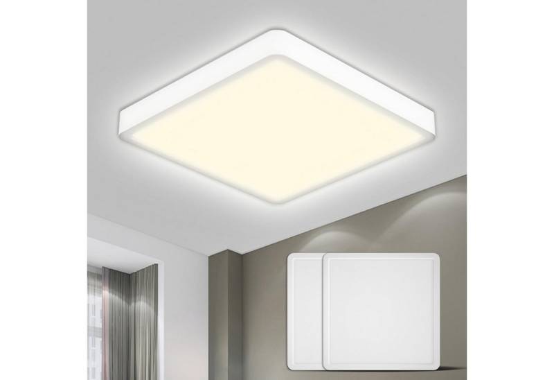 LQWELL Deckenleuchte LED Deckenlampe,Badlampe Quadrat Flach 2 Stück, LED fest integriert, 18W 1600LM Modern Schlicht Lampe Dünn, 220 * 24mm, für Wohnzimmer Badezimmer Schlafzimmer Küche Flur Keller Büro von LQWELL