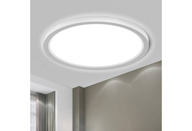 LQWELL LED Deckenleuchte Deckenleuchte, LED Badezimmerlampe Badlampe Flach Rund, LED fest integriert, Badlampe Rund Flach Modern Schlicht Lampe Dünn, 24W, 6000K, ∅30CM, 2600LM von LQWELL