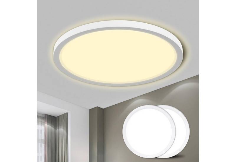 LQWELL LED Deckenleuchte Rund Flach LED Deckenlampe 2 Stück, 18W,1600LM, LED fest integriert, neutralweiß, Badlampe Modern Schlicht Lampe von LQWELL