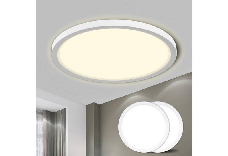 LQWELL LED Deckenleuchte Rund Flach LED Deckenlampe 2 Stück, 18W,1600LM, LED fest integriert, neutralweiß, Badlampe Modern Schlicht Lampe von LQWELL