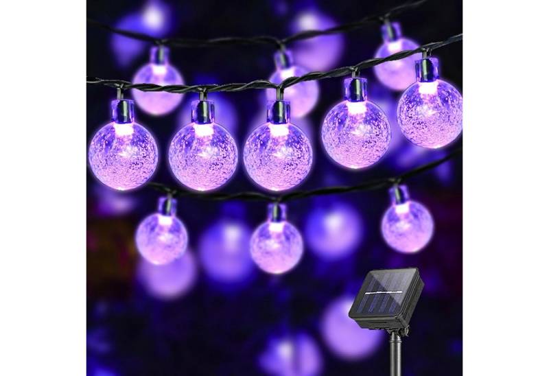 LQWELL LED Solarleuchte LED Solar Lichterkette Solarleuchten Außen, LED fest integriert, Innen und Aussen Kettenlicht Kristall Kugeln, Garten Terrasse Balkon Hochzeit Party Fenster von LQWELL