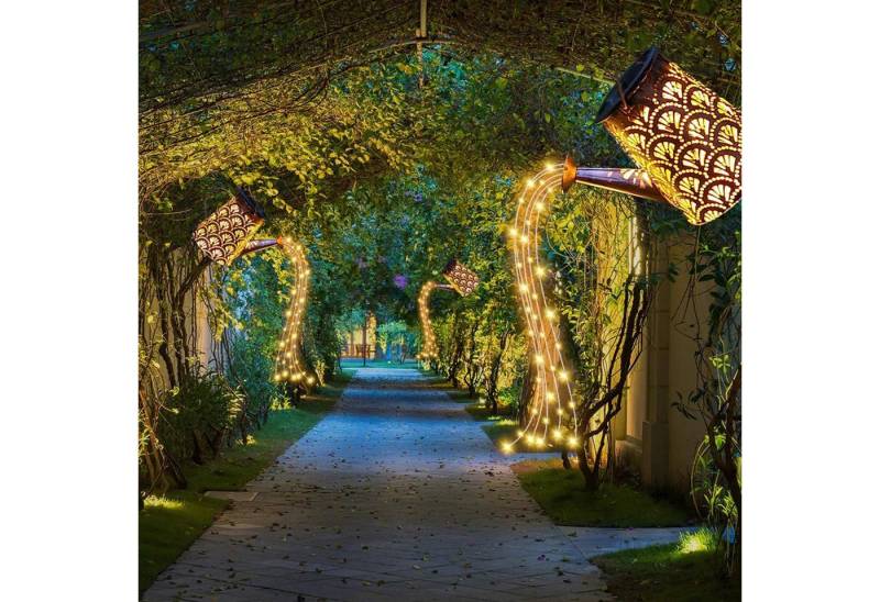 LQWELL LED Solarleuchte Solar Gießkanne mit Wasserfall Lichterkette Lampe, 3 Stück Jahrgang Solar Lanterne Garten Lampe, Warmweiß, für Hof, Path Rasen, Wege, Terrasse, Yard Deko von LQWELL