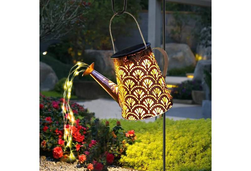 LQWELL LED Solarleuchte Solar Gießkanne mit Wasserfall Lichterkette Lampe, Jahrgang Solar Lanterne Garten Lampe, Warmweiß, für Hof, Path Rasen, Wege, Terrasse, Yard Deko von LQWELL