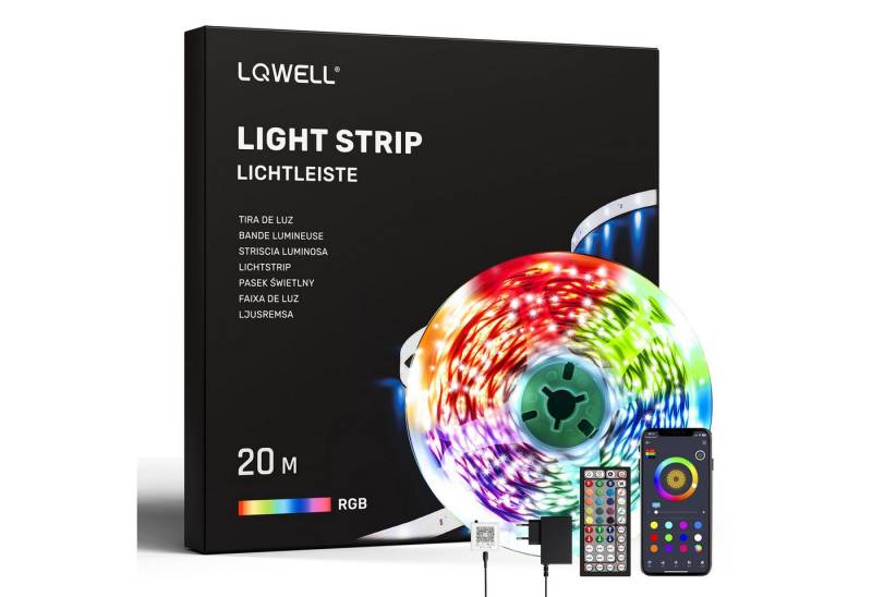 LQWELL LED-Streifen 10-30m LED Strip Licht-Band Leiste RGB einstellbar Fernbedienung App, 480-flammig, 20m Licht-Streifen 480 LEDs 36W Fernbedienung Wohnzimmer Party von LQWELL