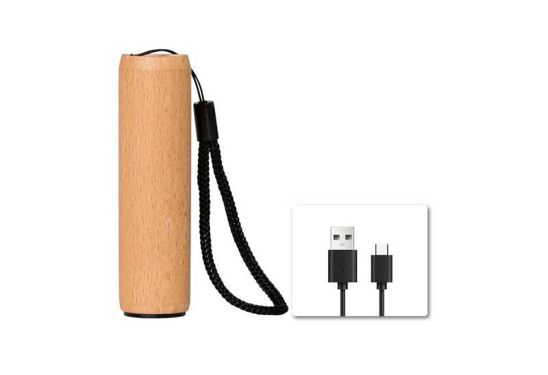 LQWELL LED Taschenlampe Mini Taschenlampe USB C Aufladbar, Taschenlampen Klein (1-St., mit 3 Lichtmodi, Aluminium Tragbare Hand Flashlight), mit Holzschale für Camping, Wandern, Notfall, Joggen, Nachtlesen von LQWELL