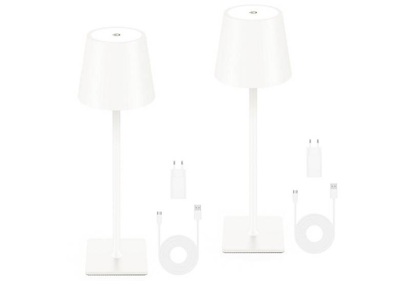 LQWELL LED Tischleuchte Tischlampe Kabellos Aufladbar, LED Außen Tischlampe 2er-Set, LED fest integriert, Touch-Dimmbar von 5–100 % Helligkeit, mit 3 Lichtfarben (3000/4000/6000K)Kaltweiß, Naturweiß, Warmweiß, USB, Akku, Outdoor, Indoor, Akkuleuchte 36cm hoch von LQWELL