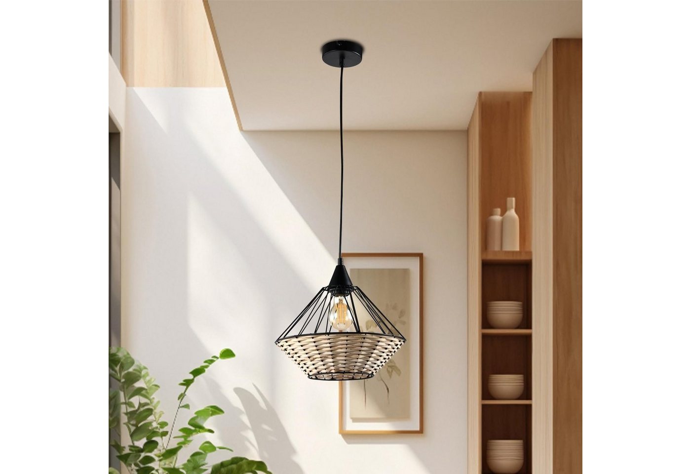 LQWELL Pendelleuchte E27 Hängelampe Pendellampe Schwarz, Modern Höhenverstellbare Vertigo Lampe, ohne Leuchtmittel, Retro Kronleuchter, für Schlafzimmer Wohnzimmer Esszimmer Cafés Restaurant von LQWELL