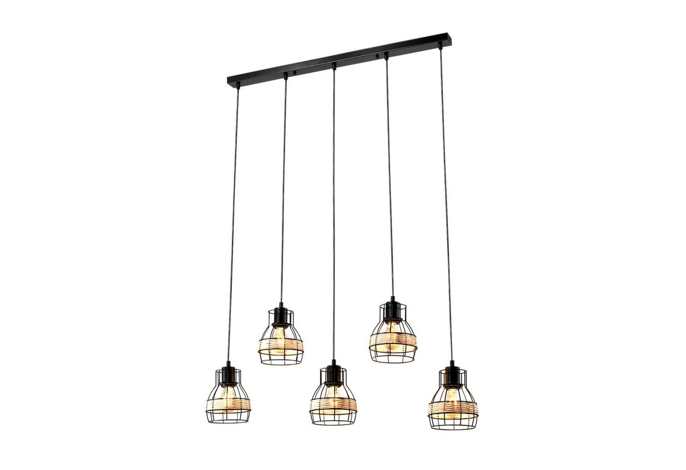 LQWELL Pendelleuchte Pendellampe Hängelampe E27 Schwarz, Retro Hängeleuchte Pendelleuchte, Modern Kronleuchter Höhenverstellbare Vertigo Lampe, für Wohnzimmer Schlafzimmer Esszimmer Cafés Bartheke Restaurant von LQWELL