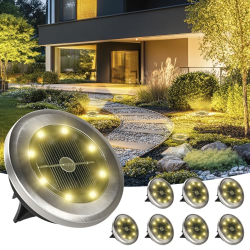 LQWELL Solar Bodenleuchten, 8 Stück 8 LED Solarlampen für Außen Garten, Solar Gartenleuchten Wegleuchten, IP65 Wasserdicht Warmweiß für Gras Gänge Gehwege Einfahrten Gärten LQWELL Solar Bodenleuchten, 8 Stück 8 LED Solarlampen für Außen Garten, Solar Gartenleuchten Wegleuchten, IP65 Wasserdicht Warmweiß für Gras Gänge Gehwege Einfahrten Gärten von LQWELL