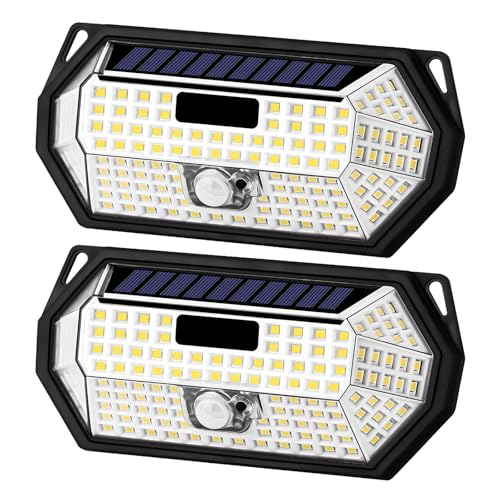 LQWELL Solarlampen für Außen mit Bewegungsmelder, LED Solarleuchten Lampe, Solar Wandleuchte, Superhelle Aussenleuchte IP65 Wasserdichte, 3 modi, 148 LED für Garten Terrasse Pathway Garage (2 Stk) von LQWELL