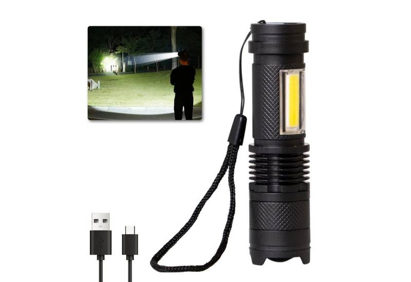 LQWELL Taschenlampe Mini Taschenlampe LED USB C Aufladbar, Zoombares Taschenlampen Klein (1-St., mit 3 Lichtmodi, Tragbare Hand Flashlight), für Camping, Wandern, Notfäll, Laufen, Radfahren, Nachtlesen von LQWELL