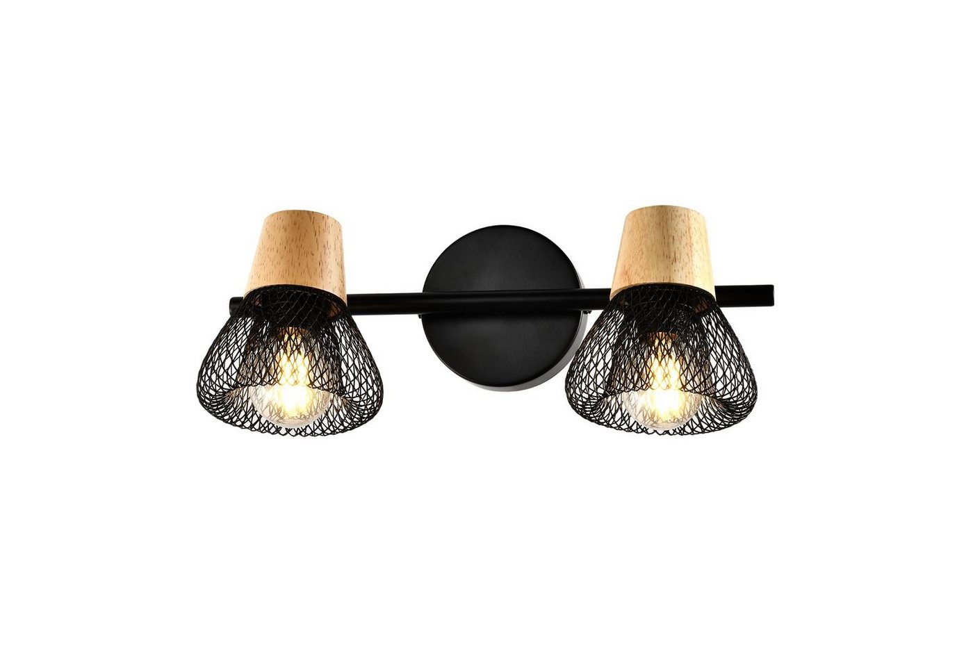 LQWELL Wandleuchte E14, LED Wandlampe Innen, im Retro-Industriestil, Wandbeleuchtung Wandspot, für Studio Bartheke Hotel Schlafzimmer Wohnzimmer Treppe Saal, Mattschwarz Metall, 2 Flammig von LQWELL