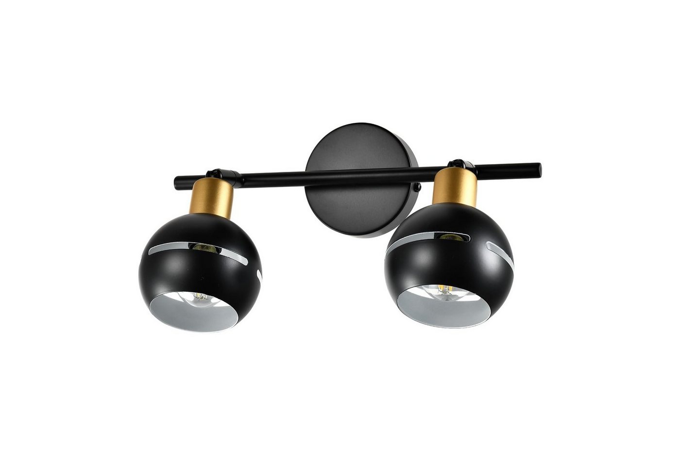 LQWELL Wandleuchte E27 Deckenlampe Drehbare Wandlampe, LED Deckenleuchte Strahler, Deckenstrahler, für Schlafzimmer Wohnzimmer Esszimmer Bar Geschäft Studio, Mattschwarz Metall, 2 Flammig von LQWELL