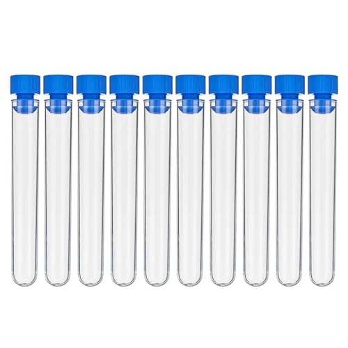 LQXHZ 10 Teile/paket 12x100 Mm Transparent Labor Transparent Kunststoff Reagenzglas mit Start Kappe Schule Labor Liefert von LQXHZ