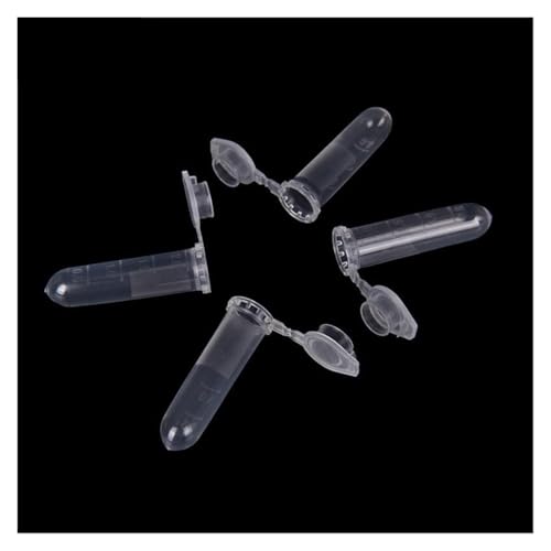 LQXHZ 100 Stücke Mikrozentrifugenröhrchen Reagenzglas Fläschchen Durchsichtige Kunststofffläschchen Behälter Schnappdeckel for Laborproben Probenzubehör 2ML von LQXHZ