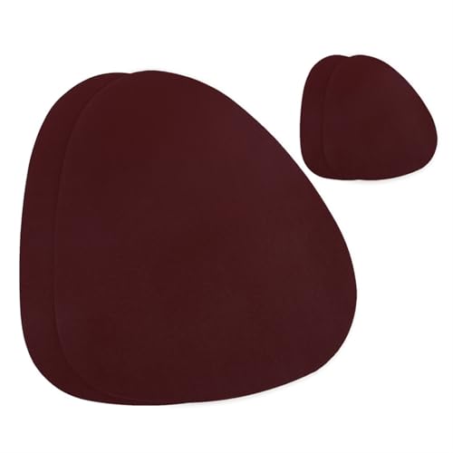 LQXHZ 2/4/6 SET Pu Leder -Tischematen -kompatibel mit Tischmatte wasserdichte Nicht -Schlupf Coaster Set Cup Wine Table Pad Serviette for Küche(2sets wine red) von LQXHZ