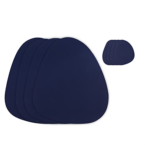 LQXHZ 2/4/6 SET Pu Leder -Tischematen -kompatibel mit Tischmatte wasserdichte Nicht -Schlupf Coaster Set Cup Wine Table Pad Serviette for Küche(4sets dark blue) von LQXHZ