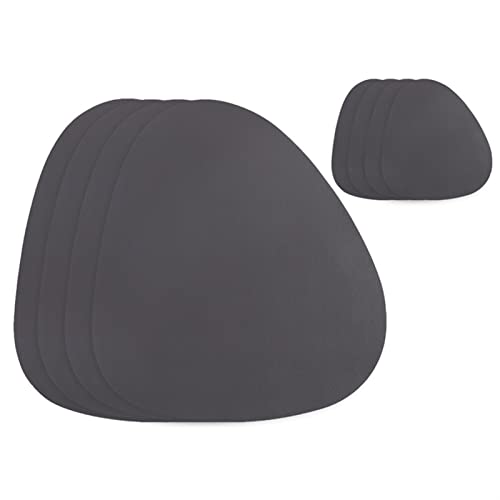LQXHZ 2/4/6 SET Pu Leder -Tischematen -kompatibel mit Tischmatte wasserdichte Nicht -Schlupf Coaster Set Cup Wine Table Pad Serviette for Küche(4sets dark gray) von LQXHZ