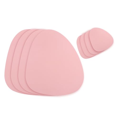 LQXHZ 2/4/6 SET Pu Leder -Tischematen -kompatibel mit Tischmatte wasserdichte Nicht -Schlupf Coaster Set Cup Wine Table Pad Serviette for Küche(4sets pink) von LQXHZ