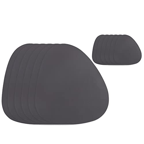 LQXHZ 2/4/6 SET Pu Leder -Tischematen -kompatibel mit Tischmatte wasserdichte Nicht -Schlupf Coaster Set Cup Wine Table Pad Serviette for Küche(6sets dark gray) von LQXHZ