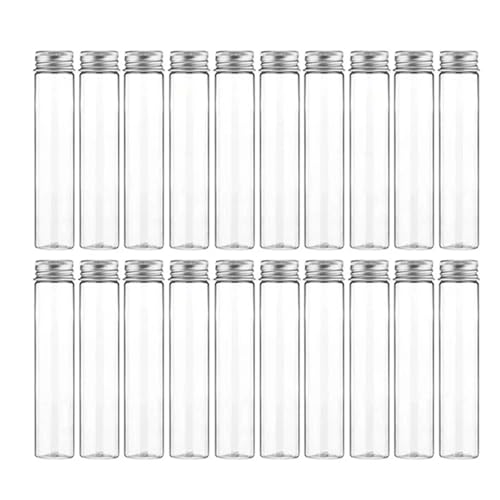 LQXHZ 20 STÜCKE 50 ML/100 ML Klare, flache Reagenzgläser aus Kunststoff mit Schraubverschluss, leere Flasche for Süßigkeiten und Lebensmittel, for die Dekoration zu Hause(100ml) von LQXHZ