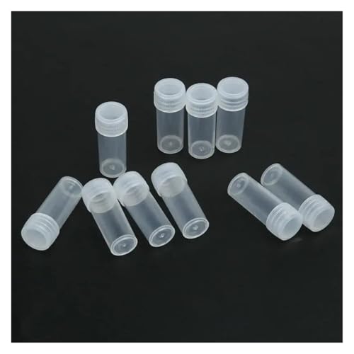 LQXHZ 50-200 PCS 5ML Mini Flat-Bottomed Plastic Clear Test Tubes With Screw Caps Cosmetic Travel Lotion Storage Containers(200 pcs) von LQXHZ